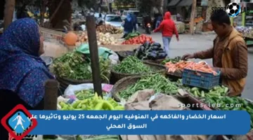أسعار الخضار والفاكهة في المنوفية اليوم الجمعة 25 يوليو وتأثيرها على السوق المحلي
